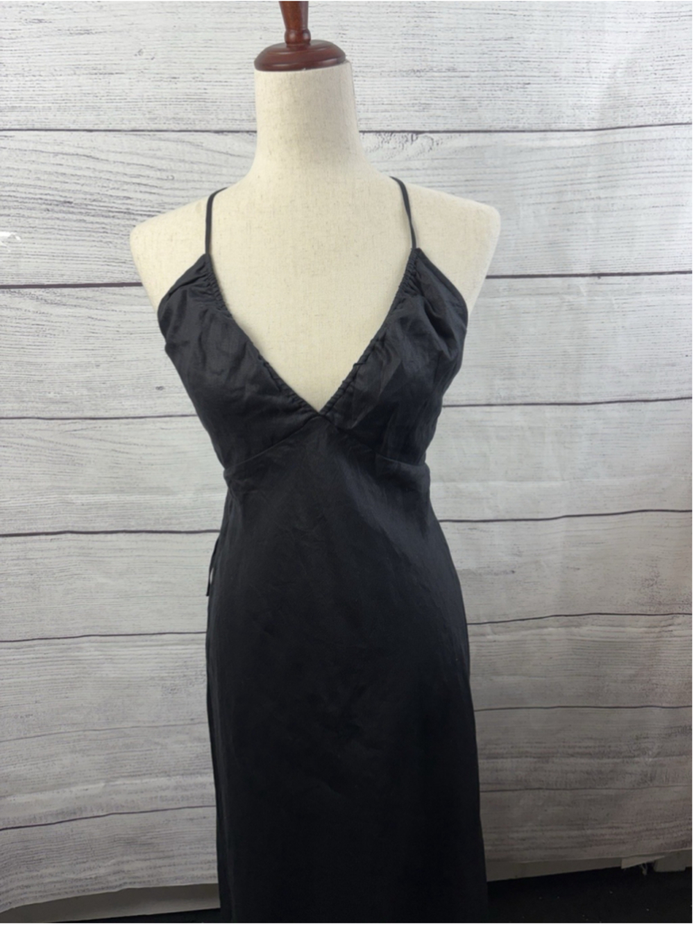 & Other Stories Stockholm Black Cut Out Midi Dress Size 8 Backless Cross Straps - Picture 8 of 10